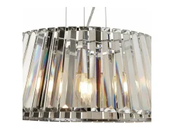 Lámpara Suspendida-Lampadario Contemporaneo Tiara Acciaio Cromo Vetro Trasparente 5 Luci E14 Plateado