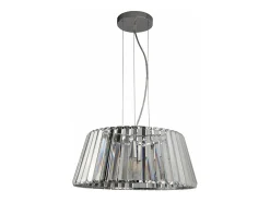 Lámpara Suspendida-Lampadario Contemporaneo Tiara Acciaio Cromo Vetro Trasparente 5 Luci E14 Plateado