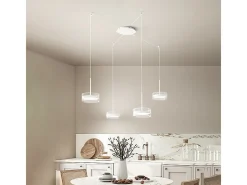 Lampadario Contemporaneo Aere Metallo Bianco Vetro 4 Luci Led 14W 3000K Blanco Outlet