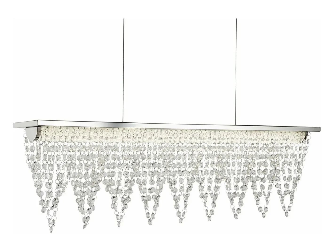 Lámpara Suspendida-Lampadario Contemporaneo Drape Acciaio Cromo Vetro Trasparente Led 21W 4000K Plateado