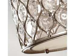 Lampadario Contemporaneo Lucia Acciaio Argento Brunito Cristallo 3 Luci E27 Plateado