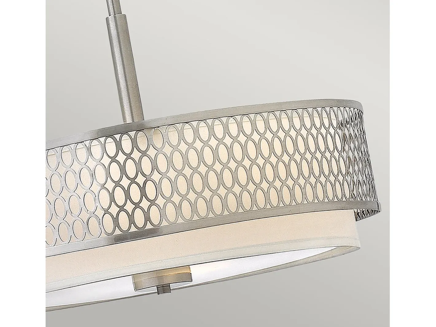 Discount Lampadario Contemporaneo Jules Acciaio Nichel Spazzolato Tessuto 3 Luci E27 Marru00f3n