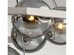 Lámpara Suspendida-Lampadario Contemporaneo Harper Acciaio Nichel Lucido Vetro 7 Luci E14 Gris