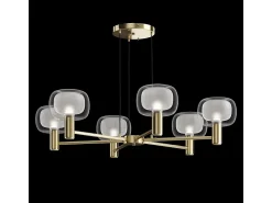Best Maytoni Lampadario Contemporaneo Vision Alluminio Oro 6 Luci Diffusori In Vetro Trasp Dorado