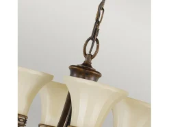 Lámpara Suspendida-Lampadario Contemporaneo Drawing Room Acciaio Noce Vetro 4 Luci E27 Marru00f3n