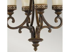 Lámpara Suspendida-Lampadario Contemporaneo Drawing Room Acciaio Noce Vetro 4 Luci E27 Marru00f3n