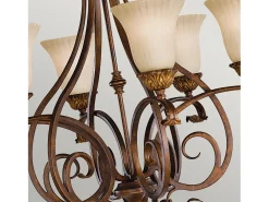 Lampadario Contemporaneo Sonoma Valley Acciaio Marrone Antico Vetro 6 Luci E27 Marru00f3n Hot
