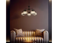 Lampadario Contemporaneo Highworth Acciaio Nero Vetro Trasparente 5 Luci E27 Negro Clearance