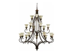 Lampadario Contemporaneo Drawing Room Acciaio Noce Vetro 18 Luci E27 Marru00f3n Clearance