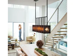 Lámpara Suspendida-Lampadario Contemporaneo Ludlow Acciaio Grafite Spazzolata 8 Luci E27 Gris
