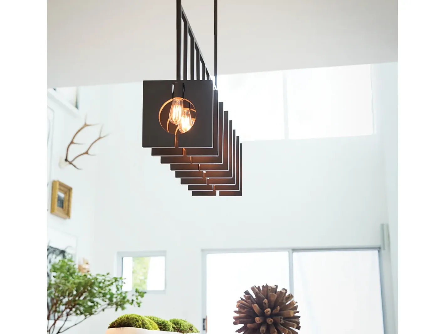 Lámpara Suspendida-Lampadario Contemporaneo Ludlow Acciaio Grafite Spazzolata 8 Luci E27 Gris