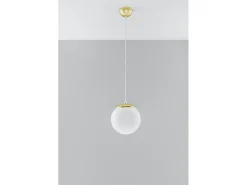 Sollux Lighting Lampadario Globe Bianco, Oro E27 Lámpara colgante Globe , Dorado E27 Blanco Clearance