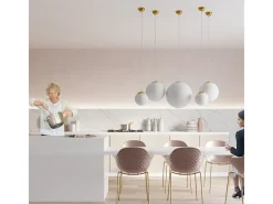 Sollux Lighting Lampadario Globe Bianco, Oro E27 Lámpara colgante Globe , Dorado E27 Blanco New