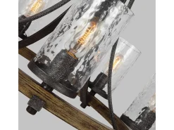 Outlet Lampadario Industrial Angelo Acciaio Anticato Metallo Vetro Grigio 5 Luci E27 Marru00f3n