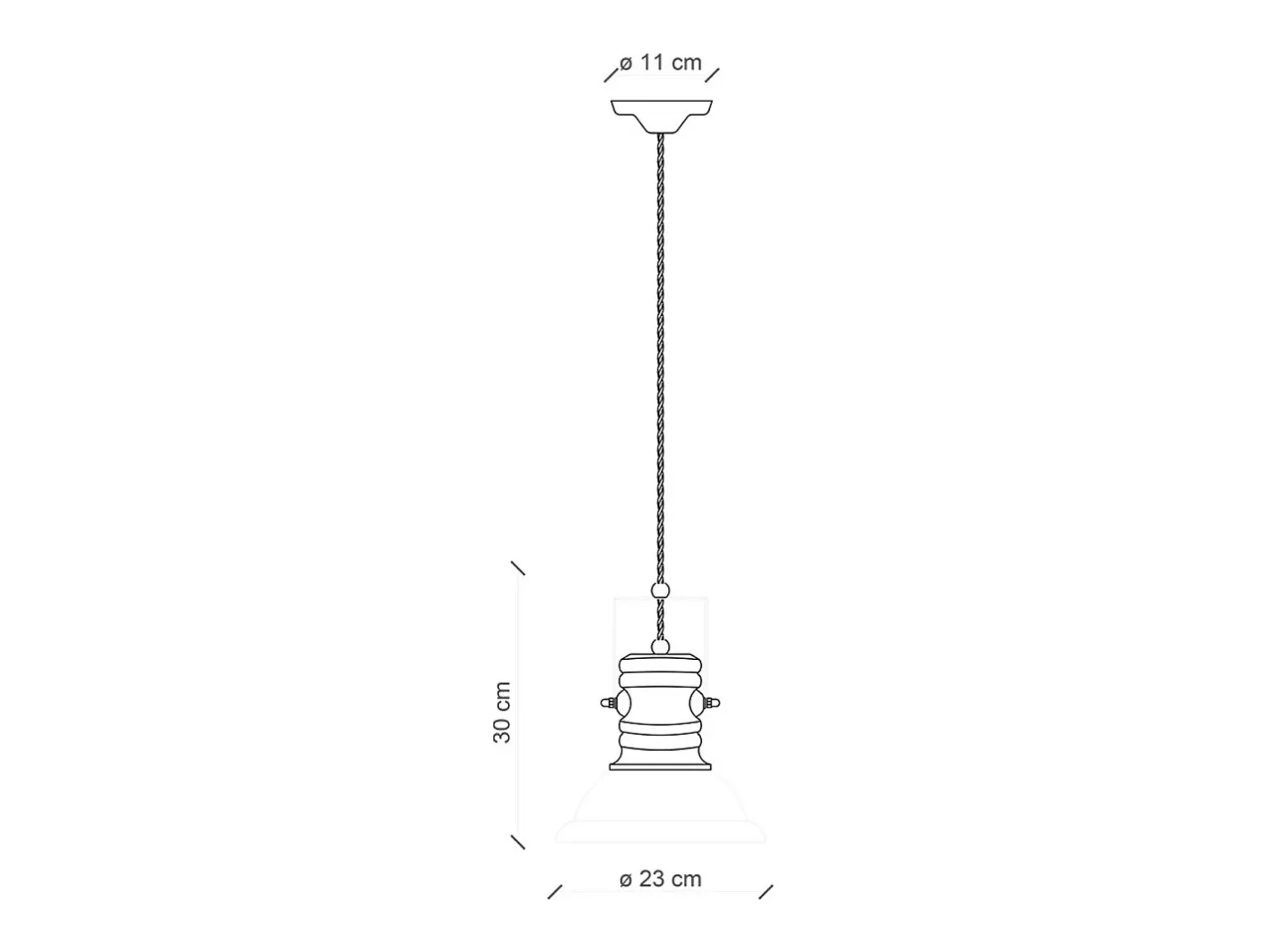 Ferroluce Lámpara Suspendida-Lampadario Industrial Ferro E Ceramica Vintage Bianco 1 Luce E27 23Cm Blanco