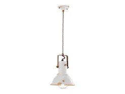 Ferroluce Lámpara Suspendida-Lampadario Industrial Ferro E Ceramica Vintage Bianco 1 Luce E27 23Cm Blanco