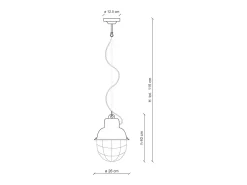Ferroluce Lámpara Suspendida-Lampadario Industrial Ferro E Ceramica Con Rete Vintage Tortora 1 Luce E27 26Cm Topo