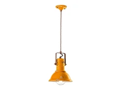 Best Ferroluce Lampadario Industrial Ferro E Ceramica Vintage Giallo 1 Luce E27 23Cm Amarillo
