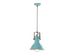 Ferroluce Lampadario Industrial Ferro E Ceramica Vintage Azzurro 1 Luce E27 23Cm Azul celeste Online