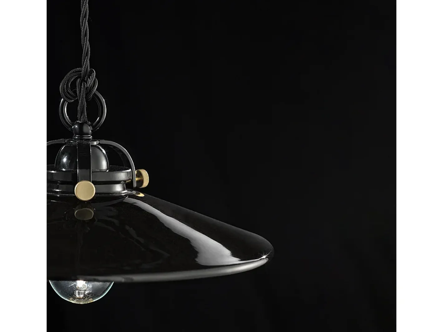 Ferroluce Lampadario Industrial Minimal B&W Metallo Smaltato Nero 1 Luce E27 31Cm Negro Outlet