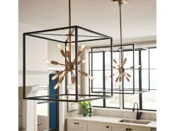 Best Lampadario Industrial Nordico Aros Acciaio Nero Ottone 12 Luci E14 Camel