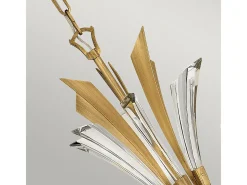 Lampadario Industrial Nordico Vida Acciaio Oro Brunito 6 Luci E14 Dorado