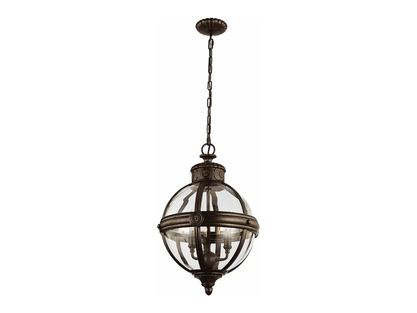 Lámpara Suspendida-Lampadario Industrial Nordico Adams Acciaio Bronzo Inglese Vetro 3 Luci E14 Bronce
