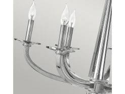 Outlet Lampadario Industrial Nordico Ascher Acciaio Nichel Lucido Cristallo 6 Luci E14 Gris