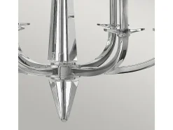 Outlet Lampadario Industrial Nordico Ascher Acciaio Nichel Lucido Cristallo 6 Luci E14 Gris