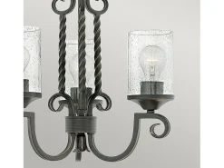 Lámpara Suspendida-Lampadario Industrial Nordico Casa Alluminio Nero Antico Vetro 3 Luci E27 Negro