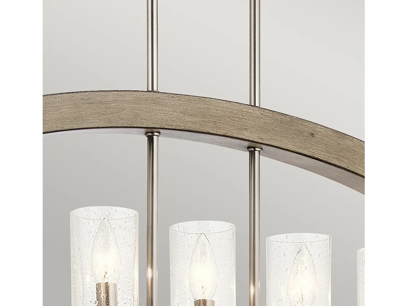 Clearance Lampadario Industrial Nordico Grand Bank Acciaio Grigio Antico Vetro 5 Luci E14 Gris