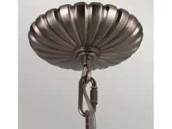 Lámpara Suspendida-Lampadario Industrial Nordico Adams Acciaio Nichel Antico Vetro 3 Luci E14 Marru00f3n