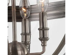 Lampadario Industrial Nordico Adams Acciaio Nichel Antico Vetro 4 Luci E14 Marru00f3n Discount