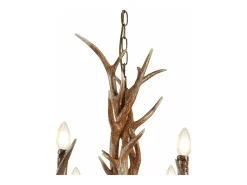 Outlet Lampadario Industrial-Nordico Stag Policarbonato Marrone 6 Luci E14 Marru00f3n