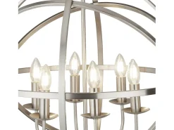 Hot Lampadario Industrial-Nordico Orbita Ferro Argento 6 Luci E14 Plateado