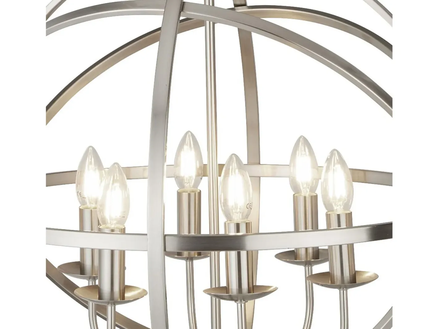 Hot Lampadario Industrial-Nordico Orbita Ferro Argento 6 Luci E14 Plateado