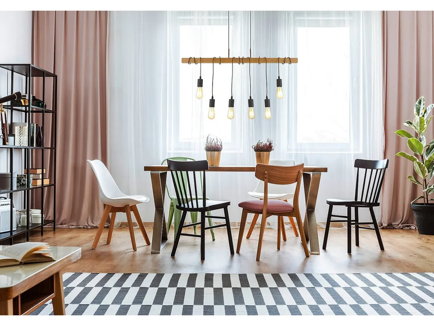 Lampadario Industrial-Nordico Fienile Acciaio Marrone 6 Luci E27 Marru00f3n Online