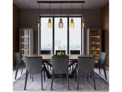 Lampadario Lineare Industrial-Nordico Spinoso Acciaio Nero Marrone 5 Luci E27 Marru00f3n Sale
