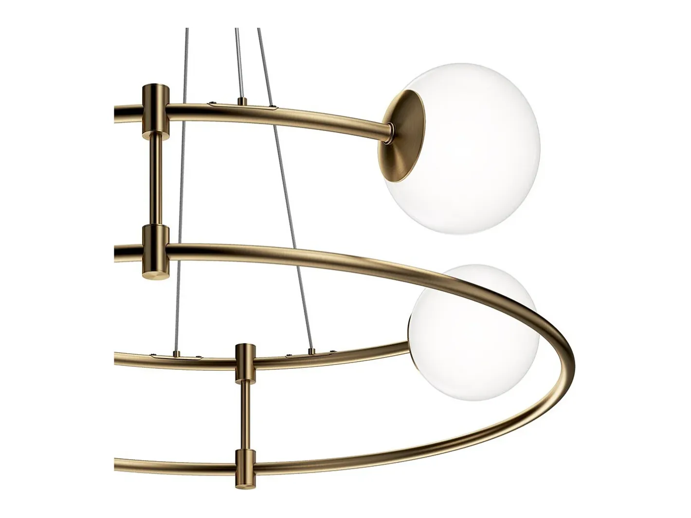 New Maytoni Lampadario Minimal Balance In Metallo Oro 4 Luci E Diffusori Sferici Bianchi Dorado