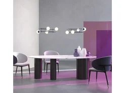 New Maytoni Lampadario Minimal Balance In Metallo Oro 6 Luci E Diffusori Sferici Bianchi Dorado