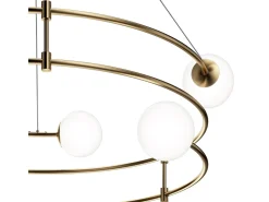 New Maytoni Lampadario Minimal Balance In Metallo Oro 6 Luci E Diffusori Sferici Bianchi Dorado
