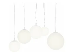 Maytoni Lámpara Suspendida-Lampadario Minimal Basic Form In Metallo Bianco 5 Luci Con Diffusori In Vetro Dorado