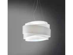 Outlet Lampadario Moderno Bea Polilux ® Bianco E Metallo Cromo 5 Luci E27 Blanco