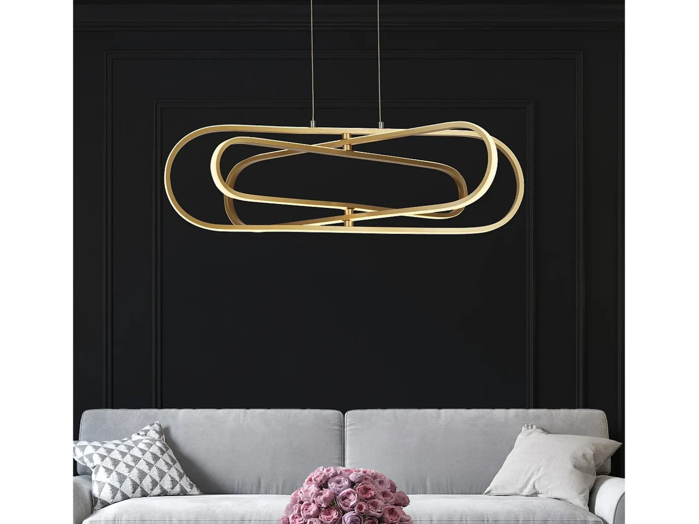 New Lampadario Moderno Clip Acciaio Oro Bianco Led 52,51W 3000 - 4500 - 6500K Dorado