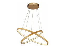 Lámpara Suspendida-Lampadario Moderno Eternità Acciaio Marrone Legno Oro Led 6,25W 2700K Dorado