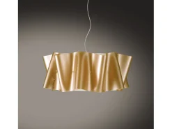 Lámpara Suspendida-Lampadario Moderno Folio Polilux ® New Gold E Metallo Cromo 5 Luci E27 Dorado