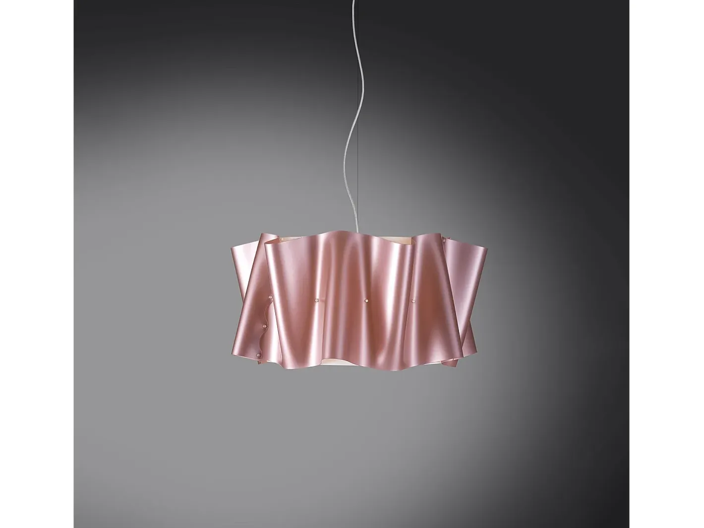 Lámpara Suspendida-Lampadario Moderno Folio Polilux ® Pink Metal E Metallo Cromo 5 Luci E27 Plateado
