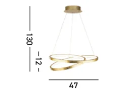 Lampadario Moderno Galleggiante Acciaio Oro Policarbonato Bianco Led 42,4W 3000K Dorado