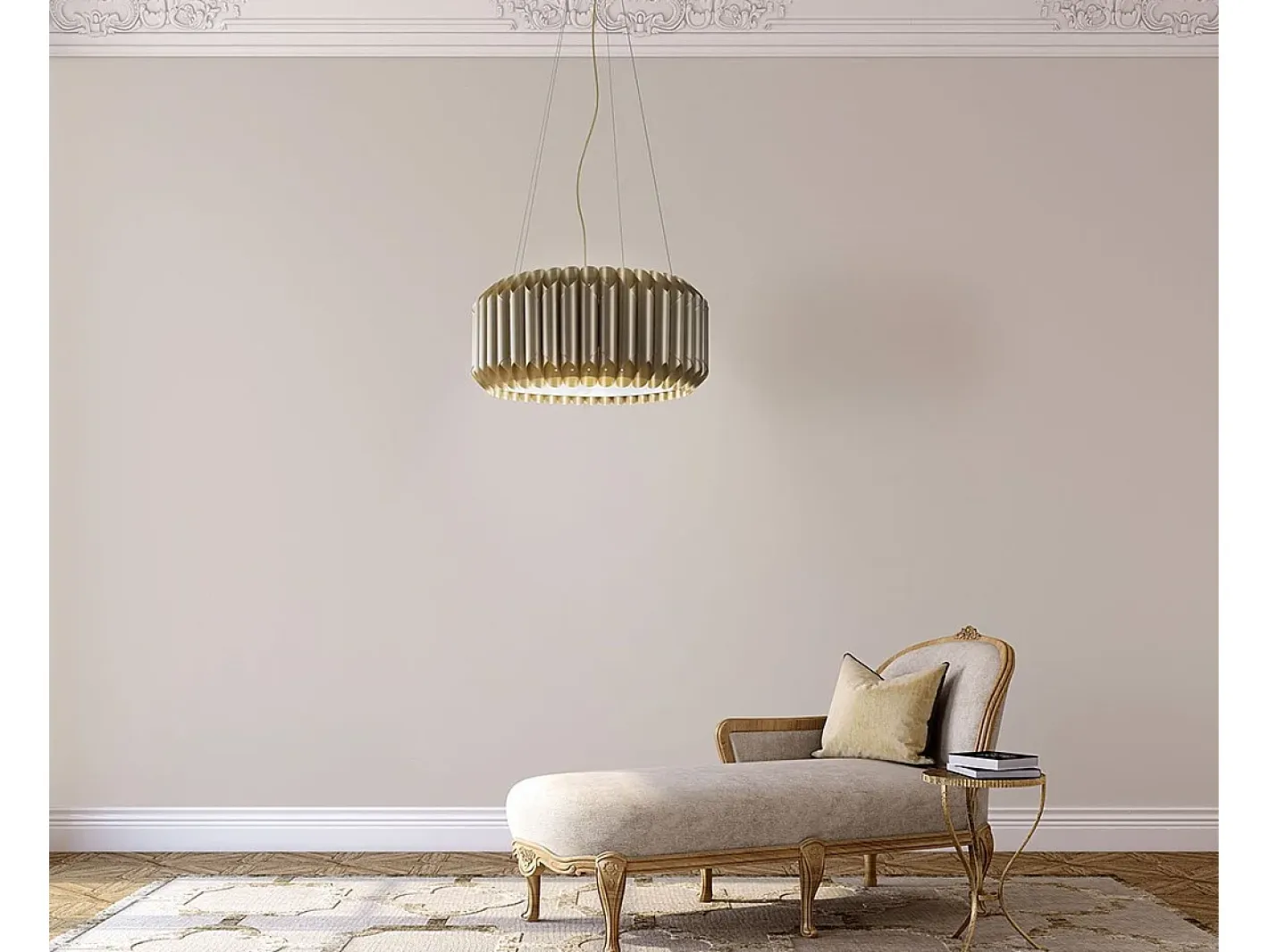 Lampadario Moderno Louise Polilux ® New Gold E Metallo Cromo 3 Luci E27 Dorado New