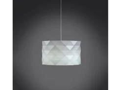 Lampadario Moderno Prisma Polilux ® Bianco E Metallo Cromo 3 Luci E27 Blanco New